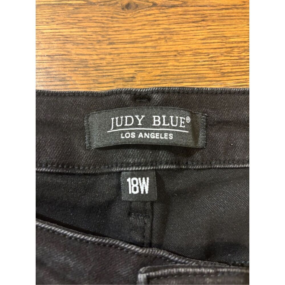 Judy Blue Eleanor cropped ankle raw hem black washed denim jeans 18W - Picture 4 of 7